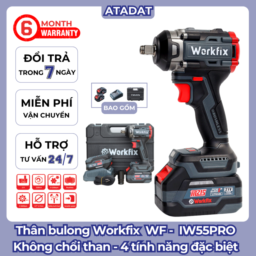 [ HÀNG CHÍNH HÃNG ] Thân bulong Workfix WF - IW550PRO Không chổi than ...