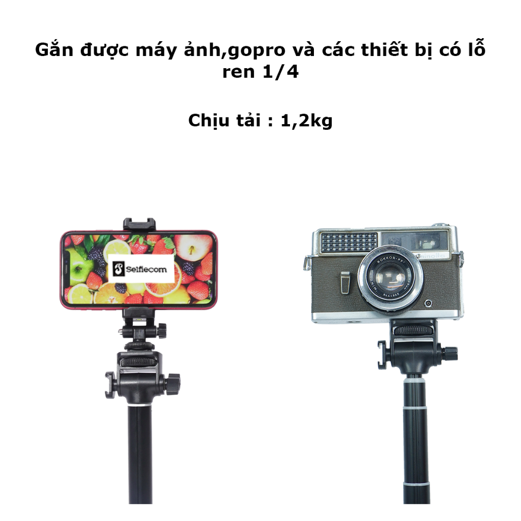 Gậy Chụp Ảnh Yunteng VCT 6688 - Tích Hợp Tripod Cao 1m8, Remote Bluetooth Và Kẹp Điện Thoại