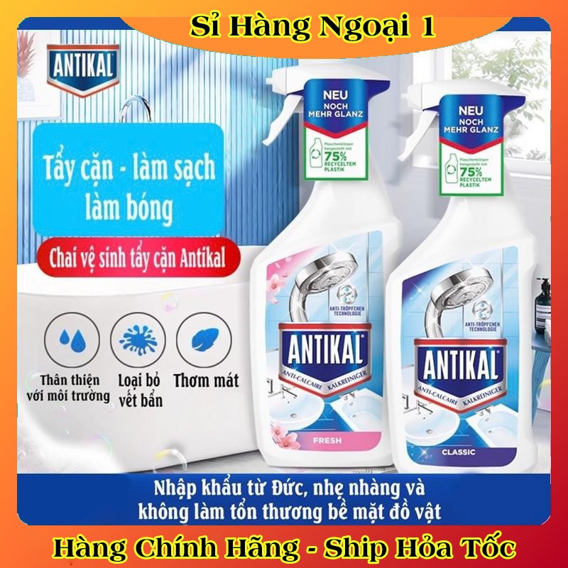 Tẩy Cặn Canxi Và Chống Ăn Mòn Inox Antikal 750ml Tẩy Cặn Vệ Sinh Vòi Rửa, Vòi Sen, Vách Kính, Bể Cá, Gương Soi