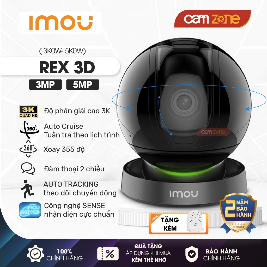 [MẪU MỚI] Camera Wifi Trong Nhà IMOU REX 3D 3MP 2K/5MP 3K, Siêu Nét ...