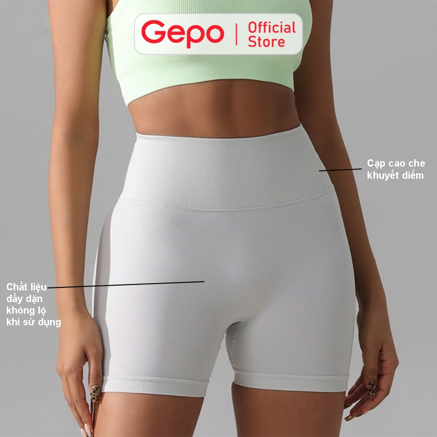 Ảnh Quần short đùi nữ tập gym yoga zumba chất liệu dệt kim cạp cao nâng mông tôn dáng GEPO GP111 4