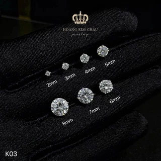 Bông tai bạc nam nữ Hoàng Minh Châu Jewelry (K03) - khuyên tai thanh lịch chuẩn bạc chính hãng