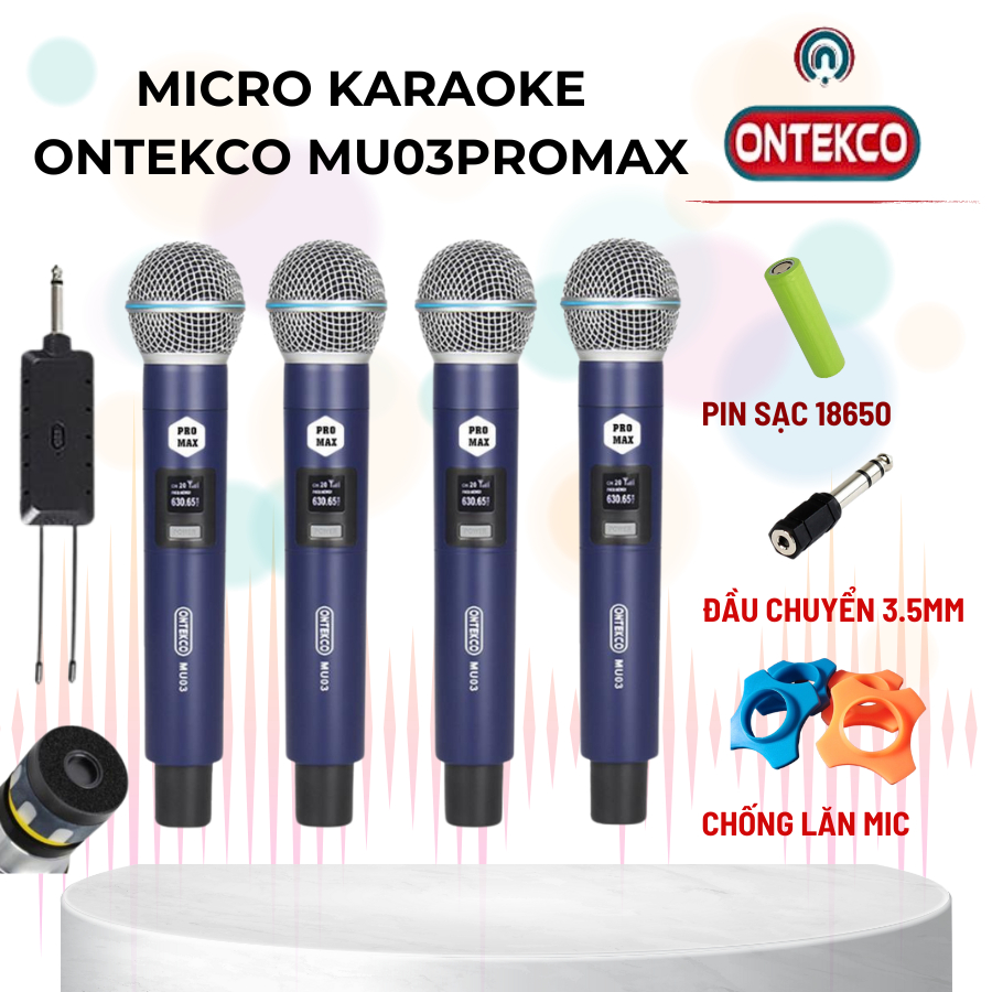 Bộ Micro không dây karaoke ONTEKCO MU03 PROMAX chuyên nghiệp Cục thu ...