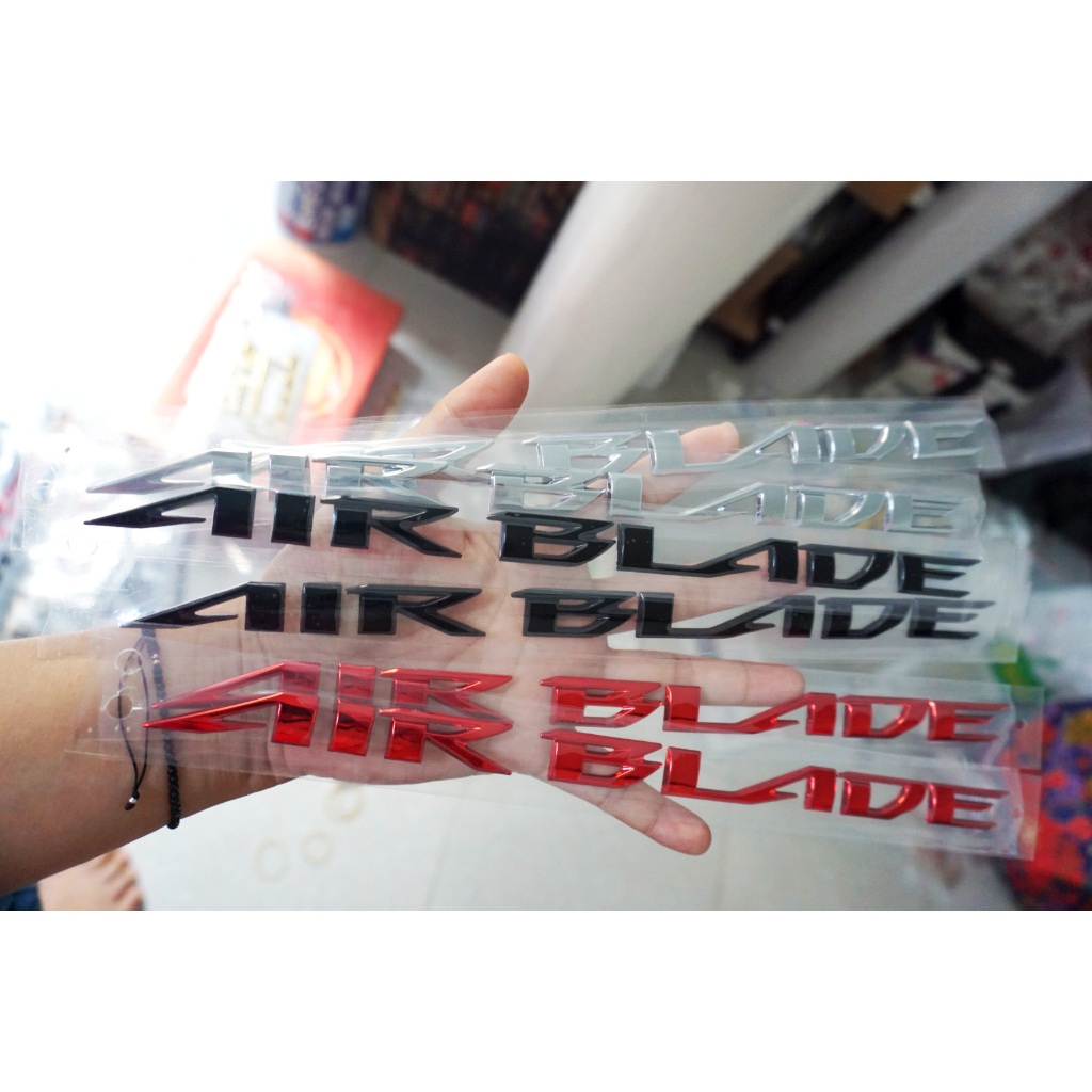 Tem AIRBLADE 2013 - 2015 chữ nổi ốp sườn. Logo dán xe AB xi mạ cao cấp, có sẵn keo dán. Cực đẹp