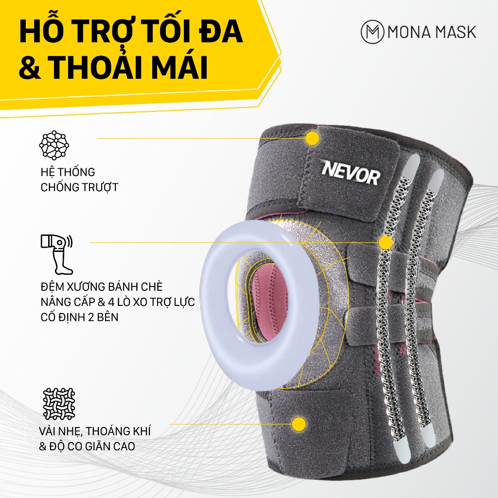 Bó Đầu Gối NEVOR BDG12 Bảo Vệ Phục Hồi Chấn Thương Cố Định Tối Đa ...