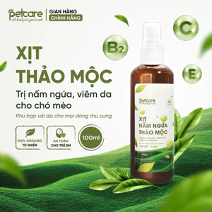 Xịt Nấm Ngứa Thảo Mộc PETCARE tri nấm, viêm da, ve rận cho Chó Mèo