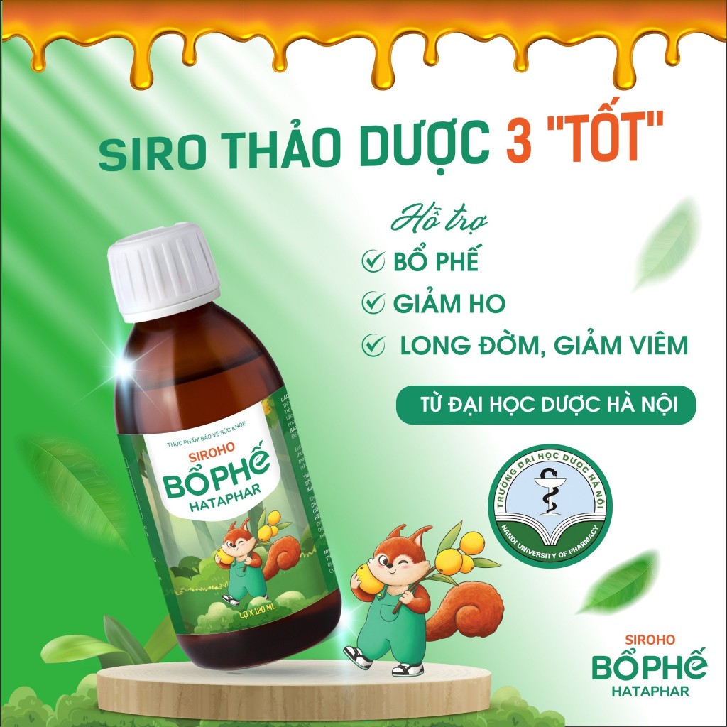 [RẺ VÔ ĐỊCH] Siro Bổ Phế Hataphar – Hỗ Trợ Làm Dịu Cổ Họng, Dành Cho Trẻ Em & Người Lớn DHT Pharma Chai 120ml