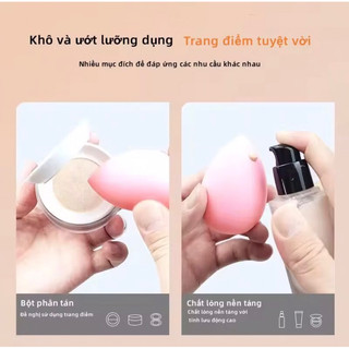 Bông mút trang điểm bọt biển khô ướt lưỡng dụng vát giọt nước