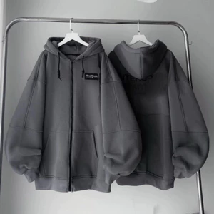 Áo Khoác Hoodie zip Form Rộng Unisex Mũ 2 Lớp , Có Khoá Kéo