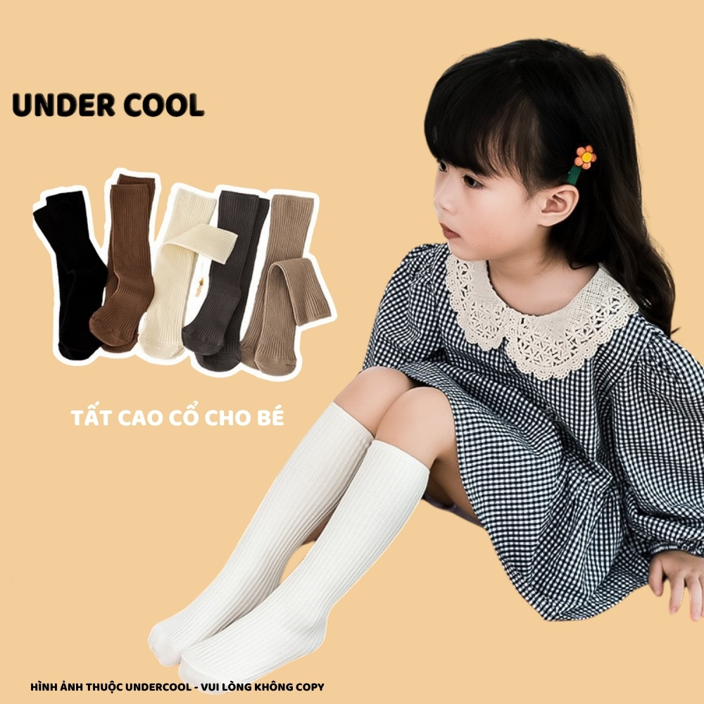 Set 5 đôi tất vớ cotton cao đùi gân tăm cho bé gái, sợi bông mềm mại, thoáng khí và khử mùi UNDERCOOL TC48
