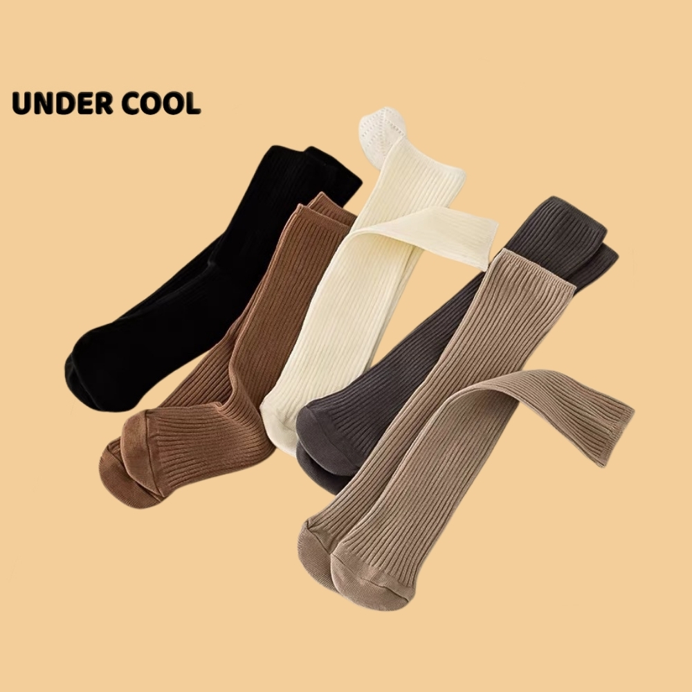 Set 5 đôi tất vớ cotton cao đùi gân tăm cho bé gái, sợi bông mềm mại, thoáng khí và khử mùi UNDERCOOL TC48