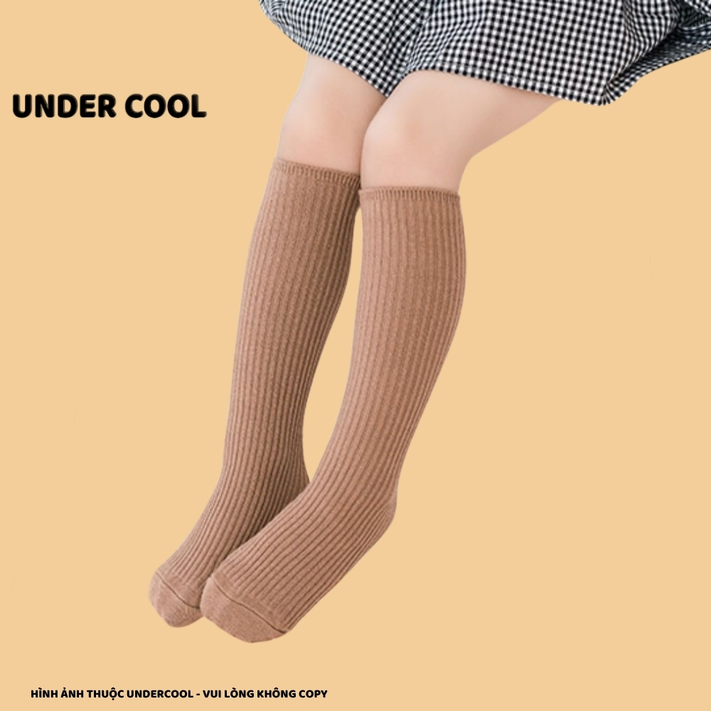 Set 5 đôi tất vớ cotton cao đùi gân tăm cho bé gái, sợi bông mềm mại, thoáng khí và khử mùi UNDERCOOL TC48
