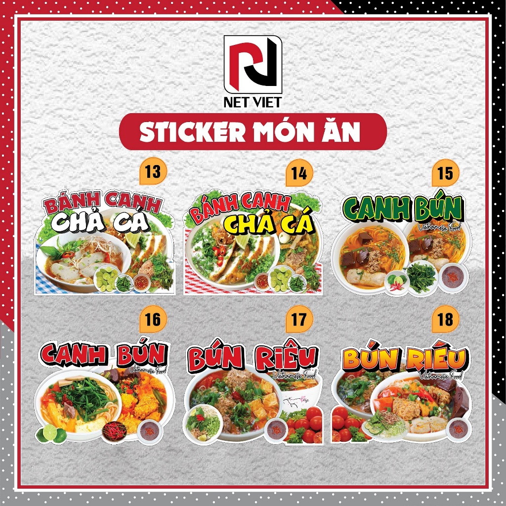 Sticker Canh Bún, Bánh Canh Chả Cá, Khổ 24x32cm, chống nước | Decal dán ...
