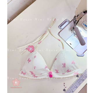 Áo bra phối phụ kiện Nơ hồng dễ thương - handmade by MimiHouse