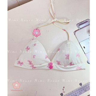 Áo bra phối phụ kiện Nơ hồng dễ thương - handmade by MimiHouse