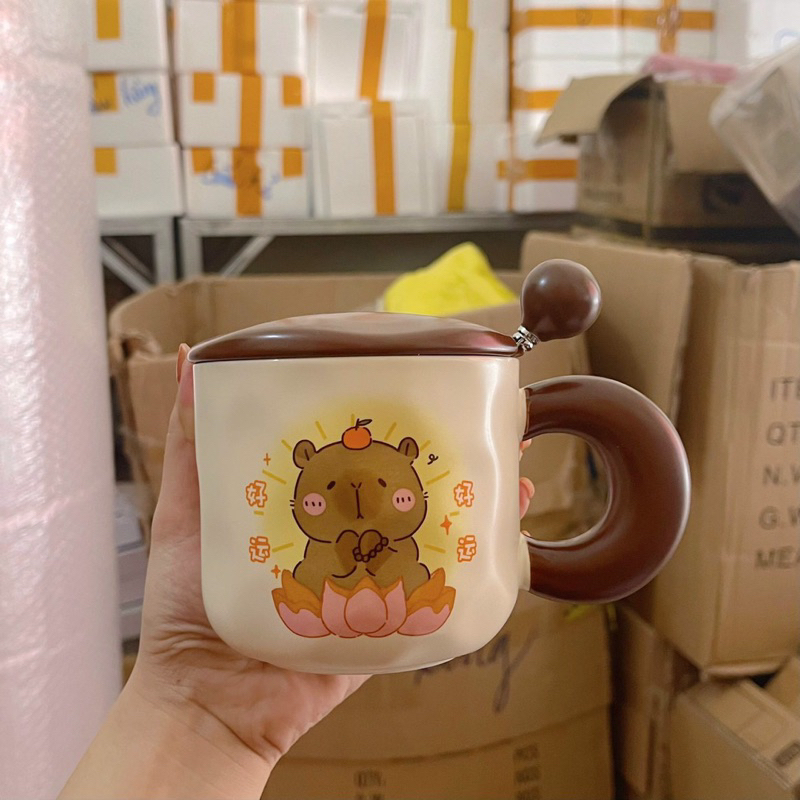 Cốc Sứ Capybara có nắp đậy dung tích 420ml tặng kèm thìa inox | Shopee ...