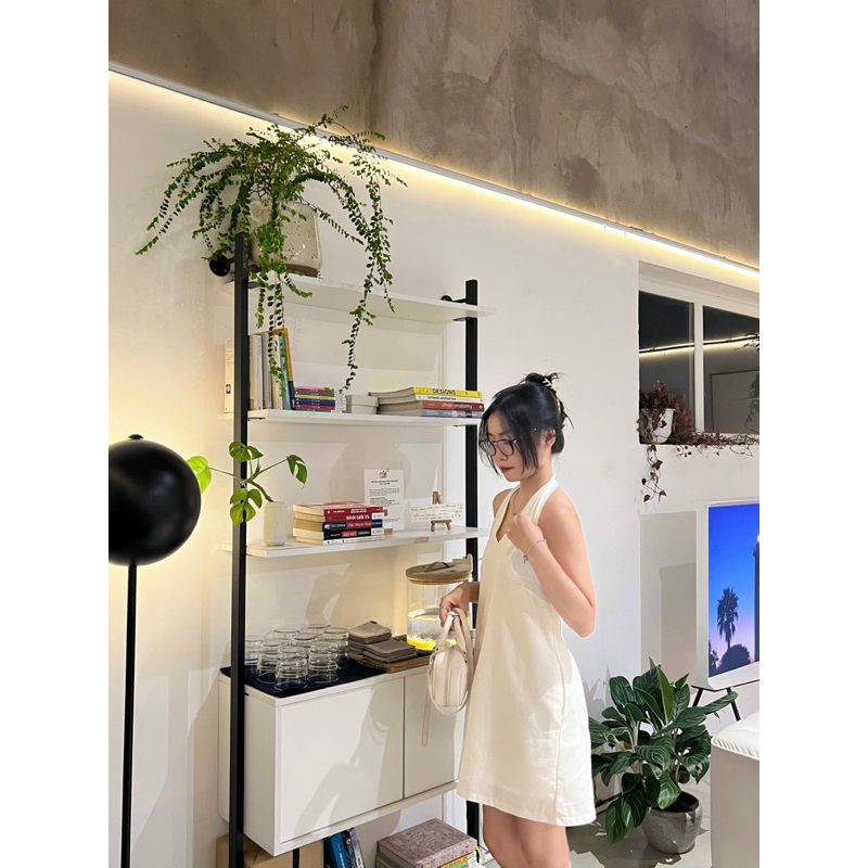 [Mya house] Đầm linen bột cổ yếm trắng NA DRESS