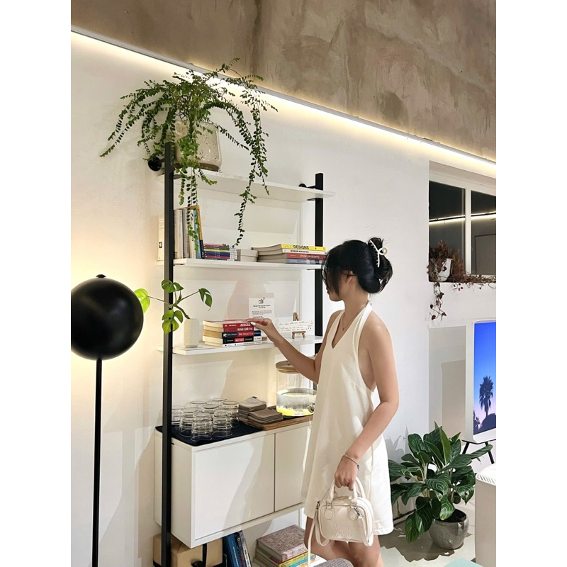 [Mya house] Đầm linen bột cổ yếm trắng NA DRESS