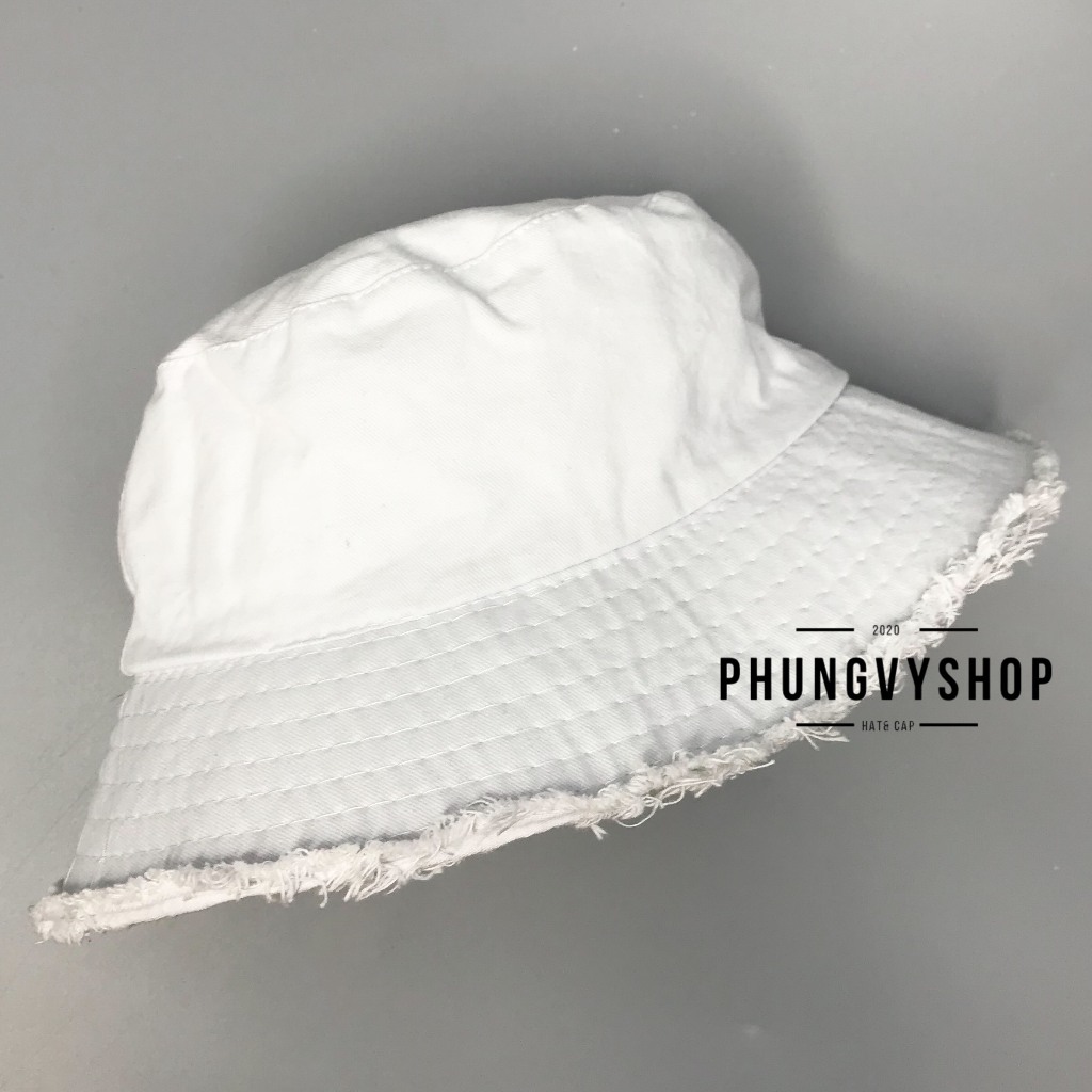 Mũ bucket tai bèo vành phungvyshop BO TUA RUA RÁCH TRƠN- nón unisex nam nữ