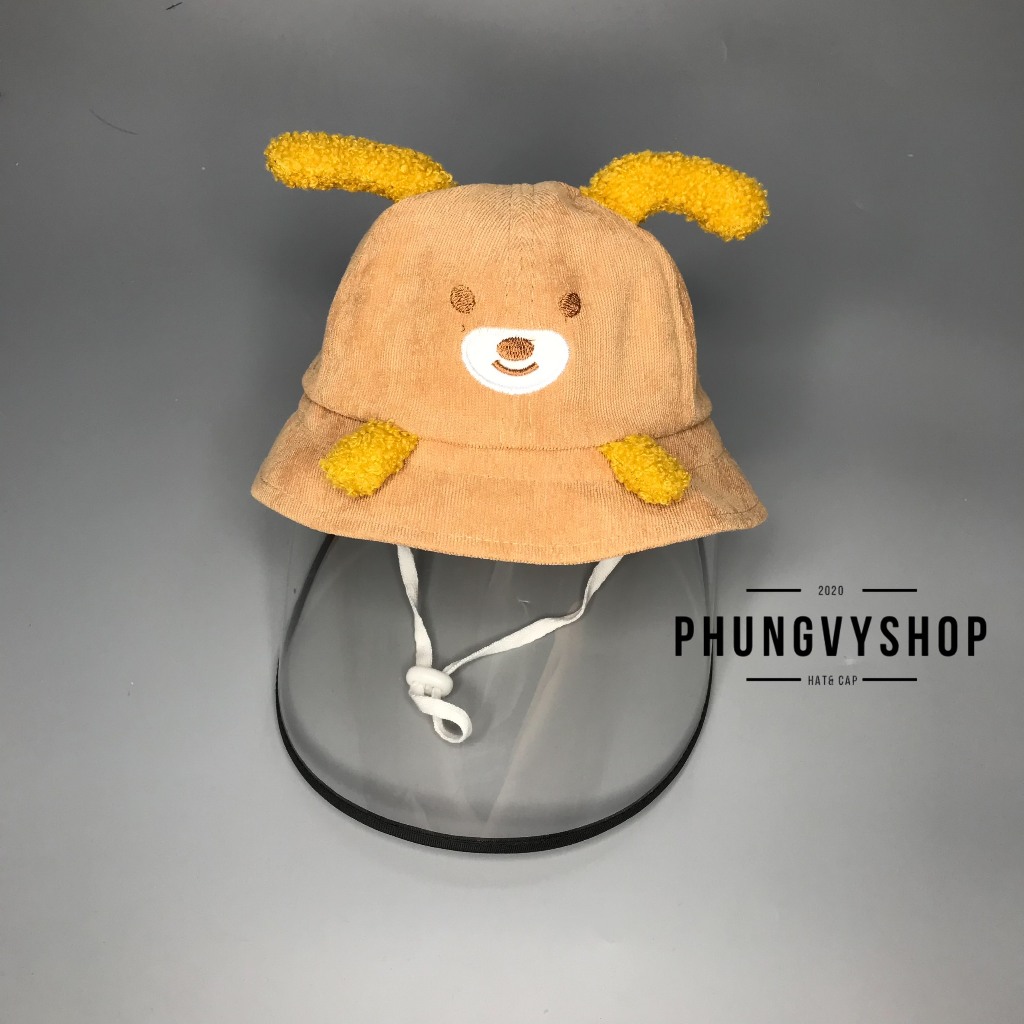 BÉ khoảng <18 tháng/vòng đầu48cm] Mũ chống GIỌT bắn, mũ cản bụi bạn cún dễ thương- nón cho bé