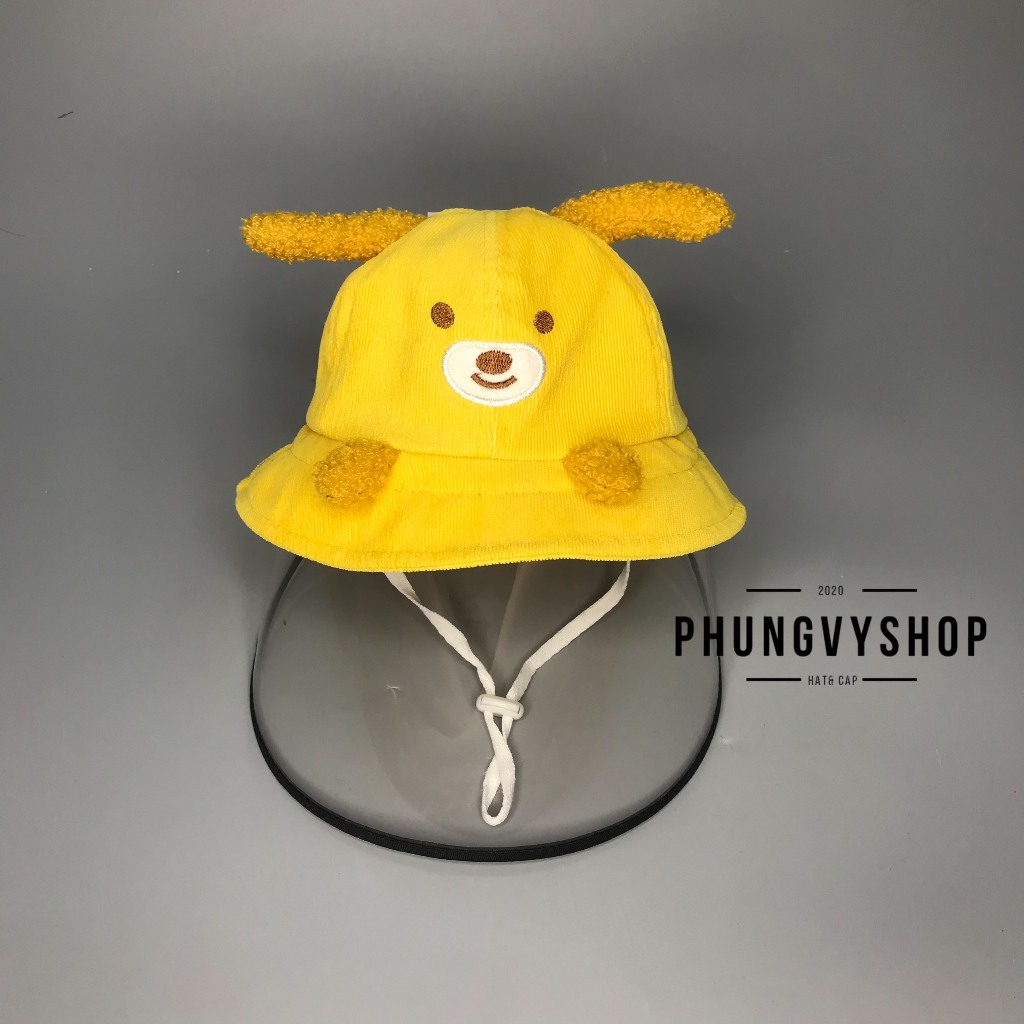 BÉ khoảng <18 tháng/vòng đầu48cm] Mũ chống GIỌT bắn, mũ cản bụi bạn cún dễ thương- nón cho bé