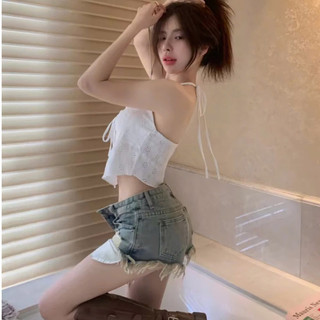 Áo Bra  Ren Dạng Yếm 2 Dây Buộc Vạt Nhọn Kèm Mút Dây Thắt Nơ Trước Ngực Mã 9604