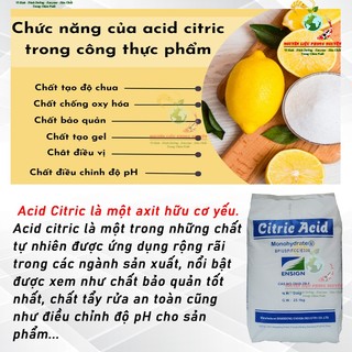 Axit citric bột chanh axit chanh chất tạo độ chua phụ gia trong thực phẩm, đồ uống, nguyên liệu trong mỹ phẩm