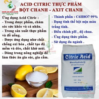 Axit citric bột chanh axit chanh chất tạo độ chua phụ gia trong thực phẩm, đồ uống, nguyên liệu trong mỹ phẩm