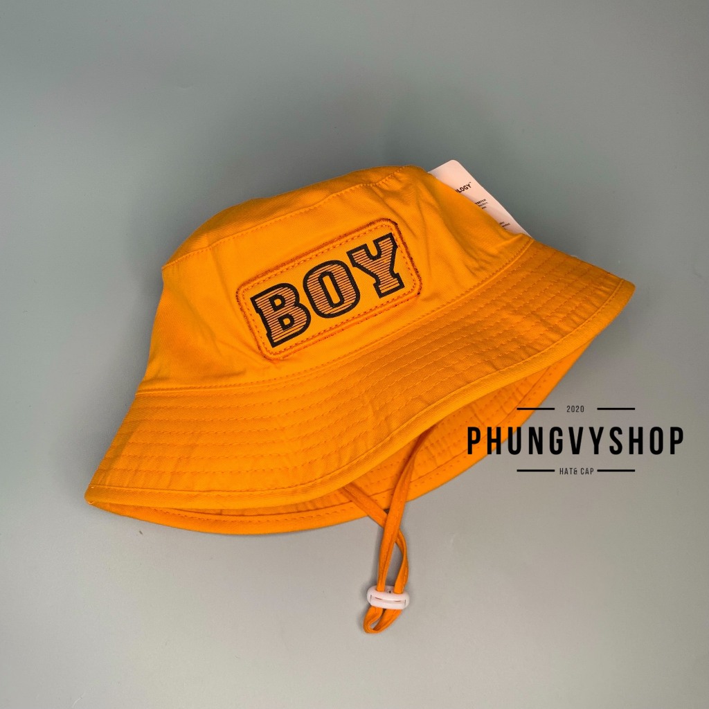 (Bé 2-4 tuổi/ Vòng đầu 51cm) Mũ bucket dễ thương thêu BOY TRƠN- Nón trẻ em