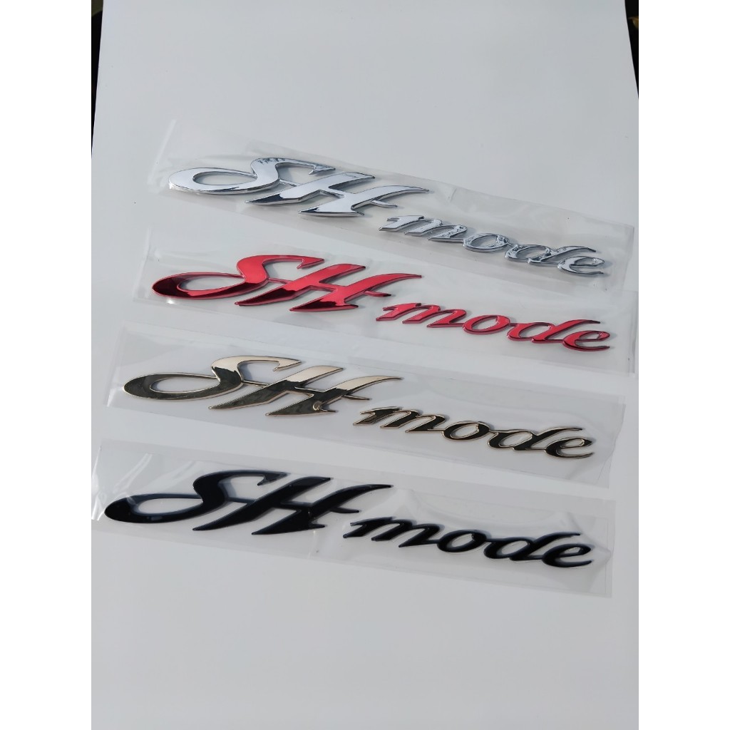 Tem SH Mode 2012 - 2019 chữ nổi ốp sườn. Logo dán xe xi mạ cao cấp, có sẵn keo dán