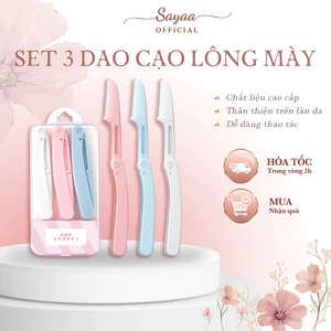 Set 3 Dao Cạo Lông Mày An Toàn Chống Trầy Có Thể Gập Lại Kèm Lưỡi Thay Đa Năng