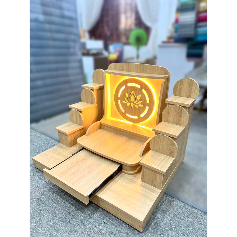 ( Có Đèn Led Sẵn ) TRỌN BỘ BÀN THỜ THẦN TÀI THỔ ĐỊA MÀU VÀNG