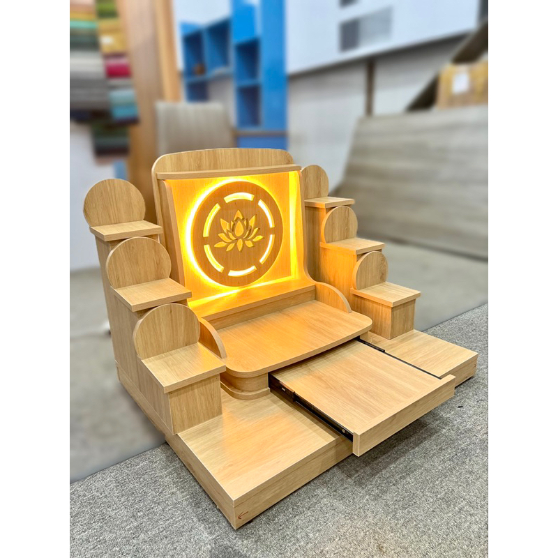 ( Có Đèn Led Sẵn ) TRỌN BỘ BÀN THỜ THẦN TÀI THỔ ĐỊA MÀU VÀNG