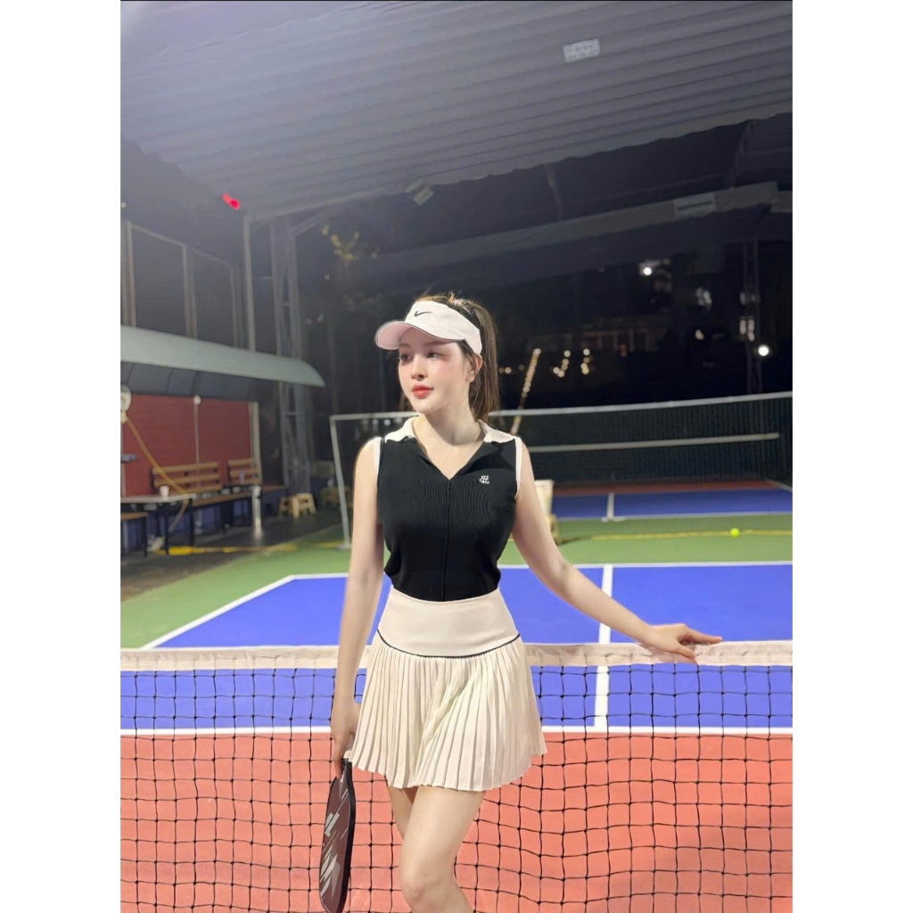 HOT Set Thể Thao, Bộ váy áo  Nữ  vải LULU chơi Tennis, Cầu Lông, Golf, Pickleball QC cao cấp