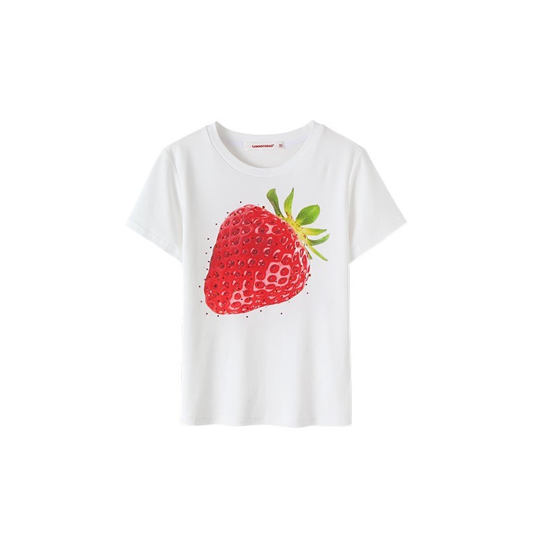 Áo Thun Baby Tee Nữ REDLABEL In STRAWBERRY Chất Liệu Thun Co Giãn 2 Chiều Cao Cấp Thoáng Mát Hình In Năng Động Cá Tính