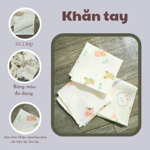 1SET 5 Khăn Xô musslin 2 lớp và 4 lớp (27x27cm) với sự sờn mịn vượt trội và cao cấp.