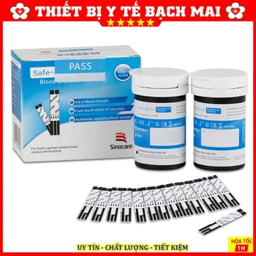Que Thử Tiểu Đường, Que Thử Đường Huyết Safe - Accu SINOCARE [Hộp 50 Que + 50 Kim]