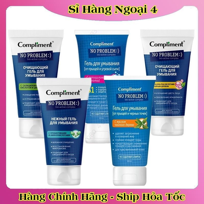 Gel rửa mặt BHA Compliment No Problem làm sạch sâu, giảm viêm & mụn 200ml của Nga