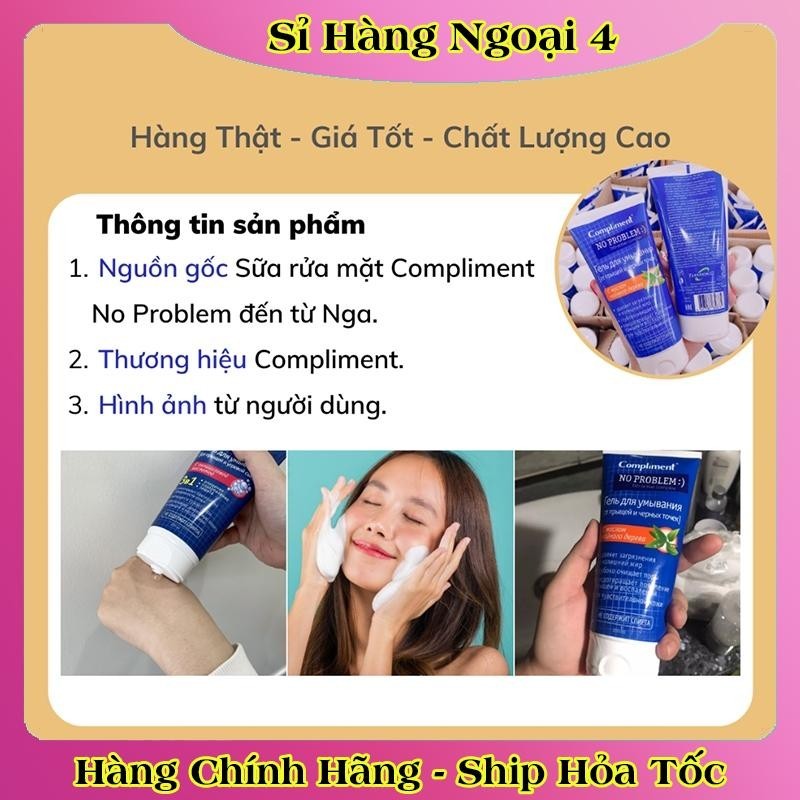 Gel rửa mặt BHA Compliment No Problem làm sạch sâu, giảm viêm & mụn 200ml của Nga