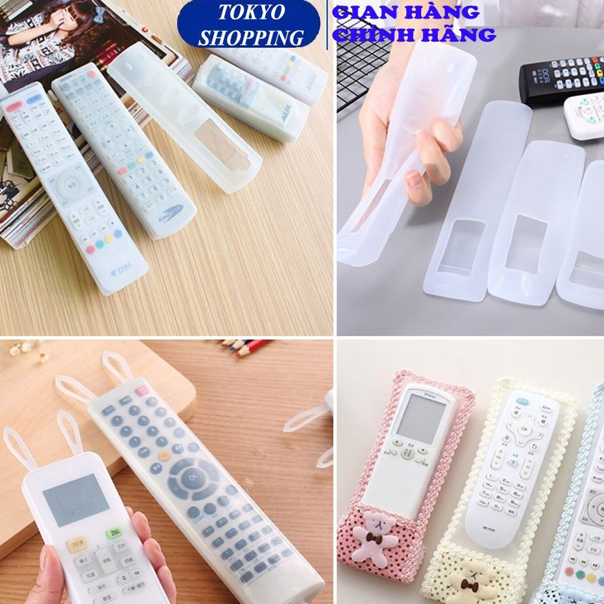 Bọc điều khiển tivi, điều hòa bằng nhựa silicon dẻo trong suốt, tai thỏ