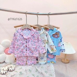 Quần áo trẻ em, Pijama cho bé vải thô mềm nhiều họa tiết cho bé 9-22kg S1626 | Tiểu Yến KID
