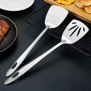 Vá múc canh inox Cao cấp sạn chiên xào 28cmChubby Chef vá lỗ vớt thức ăn xẻng xào đa năng muôi múc canh vá canh xẻng xào