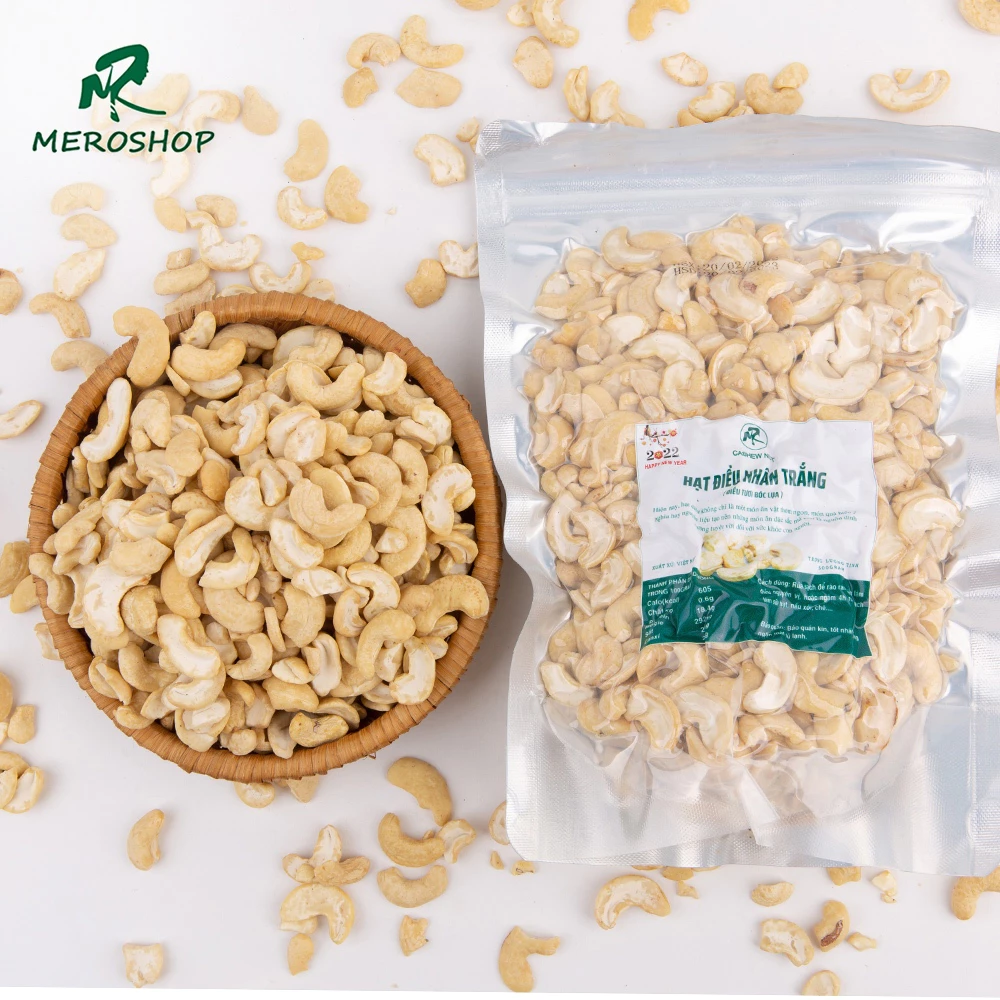 500Gr Hạt điều nhân trắng, vỡ đôi, tư làm sữa. Có hồ sơ công bố, xuất hóa đơn công ty đầy đủ