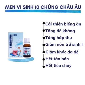 Men vi sinh Tenbimus - Men 10 chủng Châu Âu, Men tiêu hóa cho trẻ sơ sinh, trẻ em, Men giúp tăng đề kháng