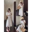 Đầm tơ tencel 2 lớp tay bồng buộc eo