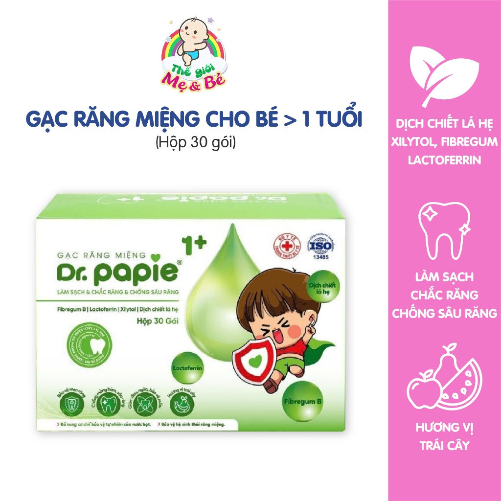 Gạc răng miệng Dr.Papie 1+ giải pháp đột phá ngăn ngừa sâu răng, sún ...