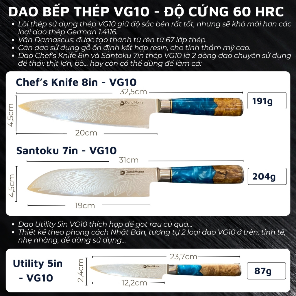 Ảnh Dao nhà bếp thái đa năng DandiHome cao cấp (SẢN PHẨM LẺ) 4
