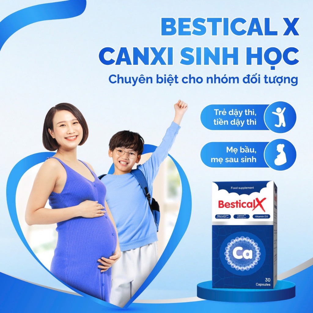 Canxi BesticalX - Cho mẹ bầu sau sinh hỗ trợ tăng chiều cao cho trẻ tiền dậy thì hộp 30 viên
