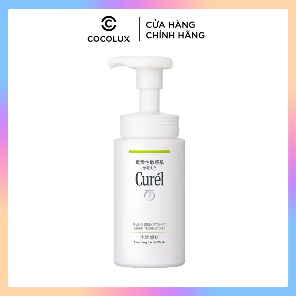 Bọt Rửa Mặt Curel Serum Trouble Care Foaming Facial Wash Cho Da Dầu 150ml