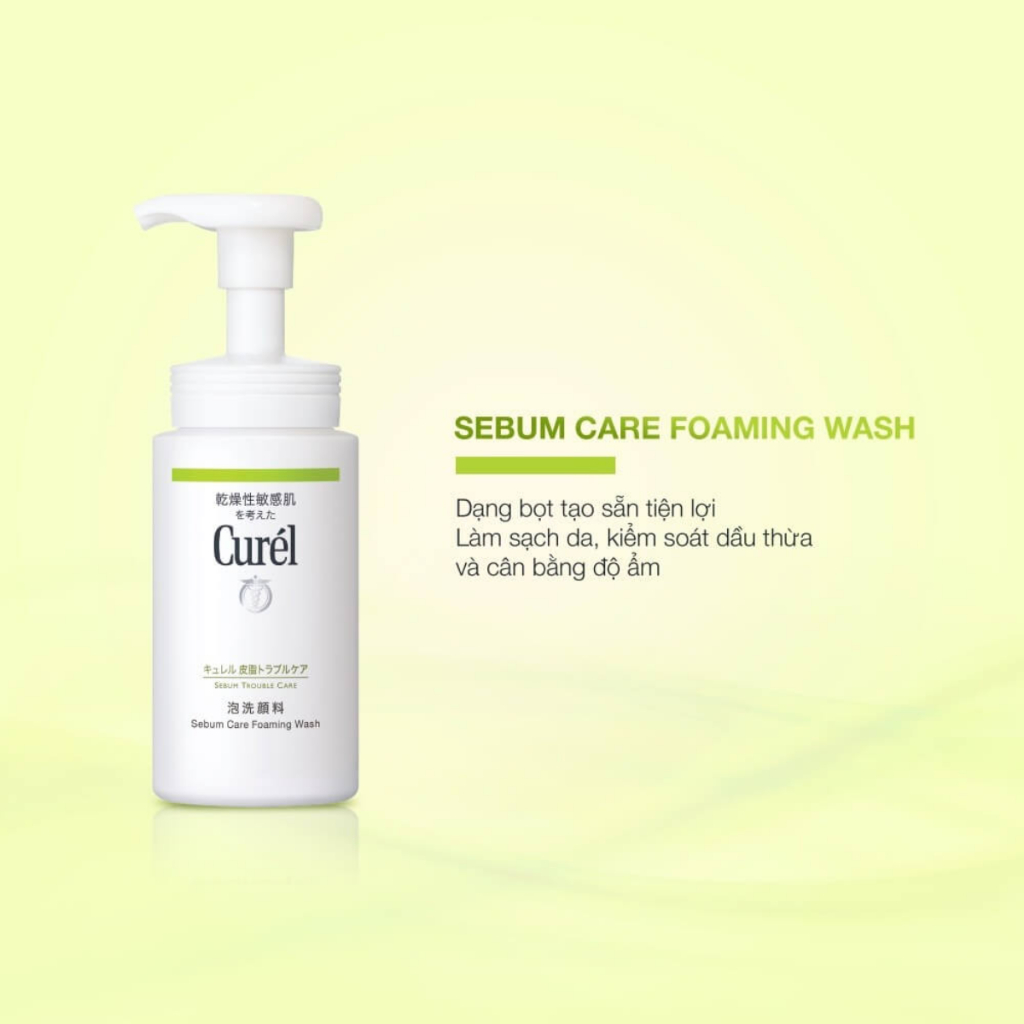 Bọt Rửa Mặt Curel Serum Trouble Care Foaming Facial Wash Cho Da Dầu 150ml